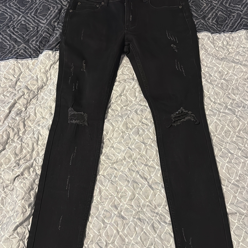 Men's Skinny Distressed Black Jeans